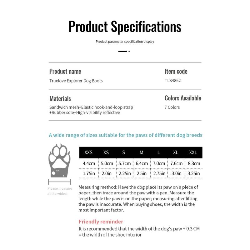 Truelove Pet Shoes Vibram Sole Reflective Durable Anti-slip Soft Mesh Nylon Comfortable Outdoor NEW 2/4pcs Training TLS4862