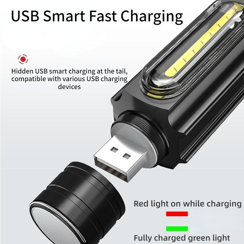 Strong Light Flashlight Rechargeable Mini Portable Tail Strong Magnetic Outdoor Portable LED Work Light Auto Repair Maintenance Light