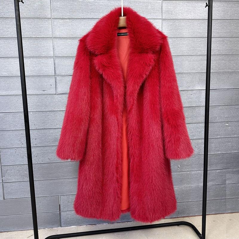 Pelzmantel & Kunstpelzmantel Feminine Eleganz Neuer Winter Damenpelzmantel Mode Temperament Revers Einfarbig Damenpelzmantel