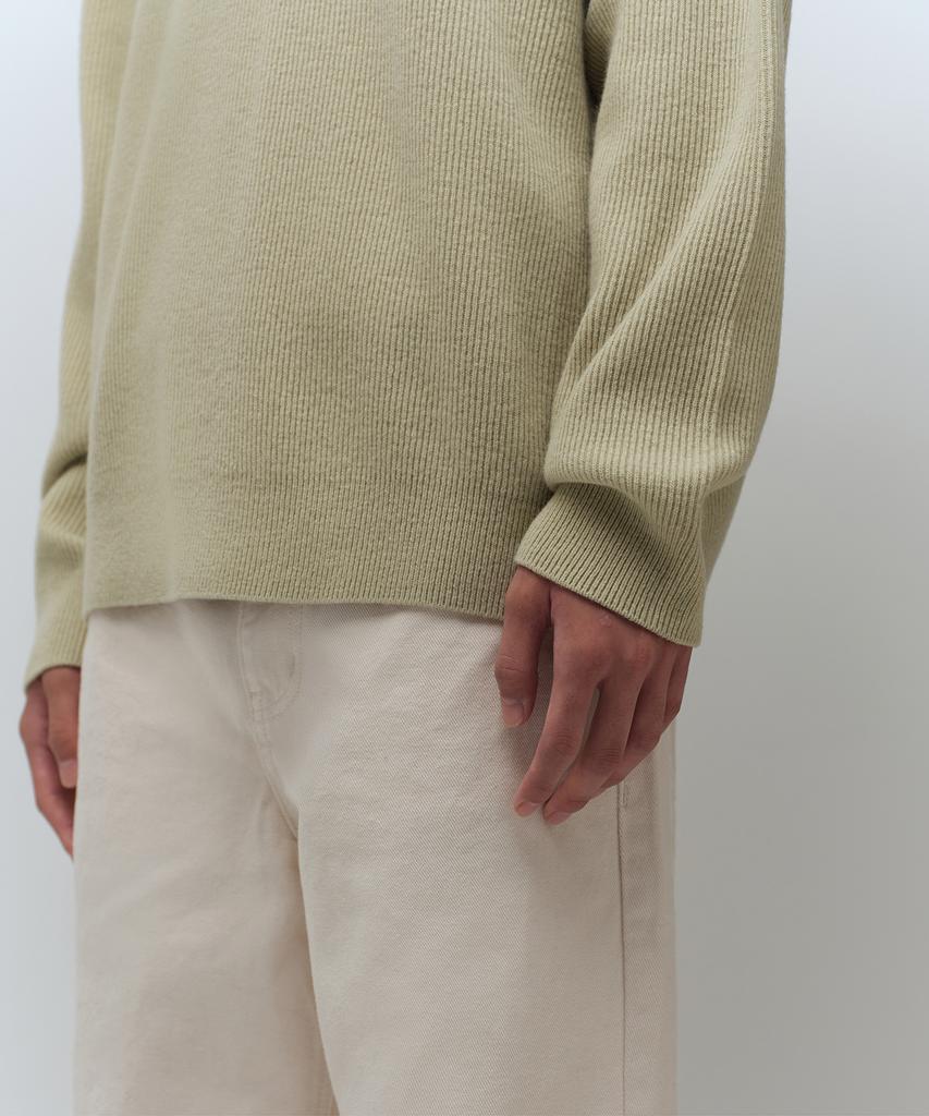Musinsa Standard [Victoria Wool] Minimal Ribbed V-Neck Knit [Mint Gray]