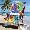 Custom Name Personalized Game Rainbow Friends Print Beach Towel, for Trip Camping Beach Party Home Decor, Birthday Gift for Family & Friends