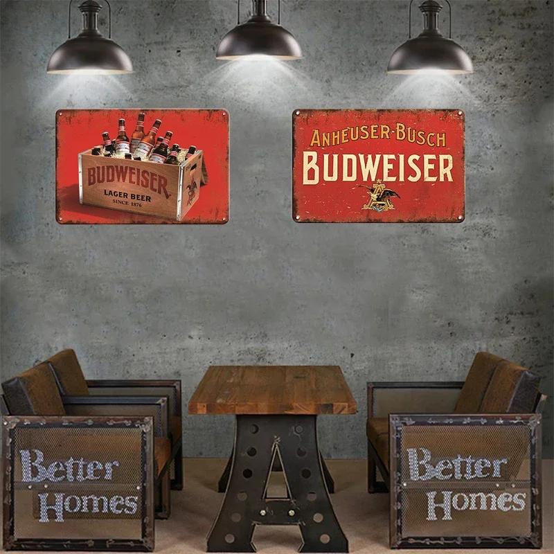 Original Budweiser Bier-Blechschild, lustige Metallplakate, Retro-Wandschild, Vintage-Schild für Bar-Club-Wanddekoration