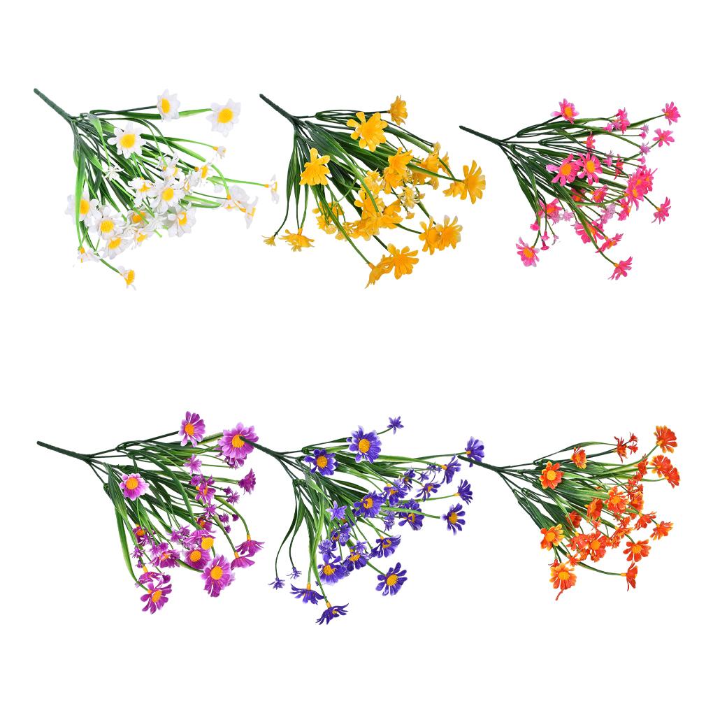 Artificial Flower Bundle Plastic Plants Outdoor Simulated Faux Bouquet Indoor for Window Garden Arrangement