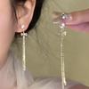 Clipsuri de urechi elegante cu strasuri în formă de ochi de pisică și ciucuri – Nu necesită perforare
