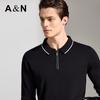 Antonio Men's Silk Linen Cotton Blend Business Casual Long Sleeve Polo Shirt