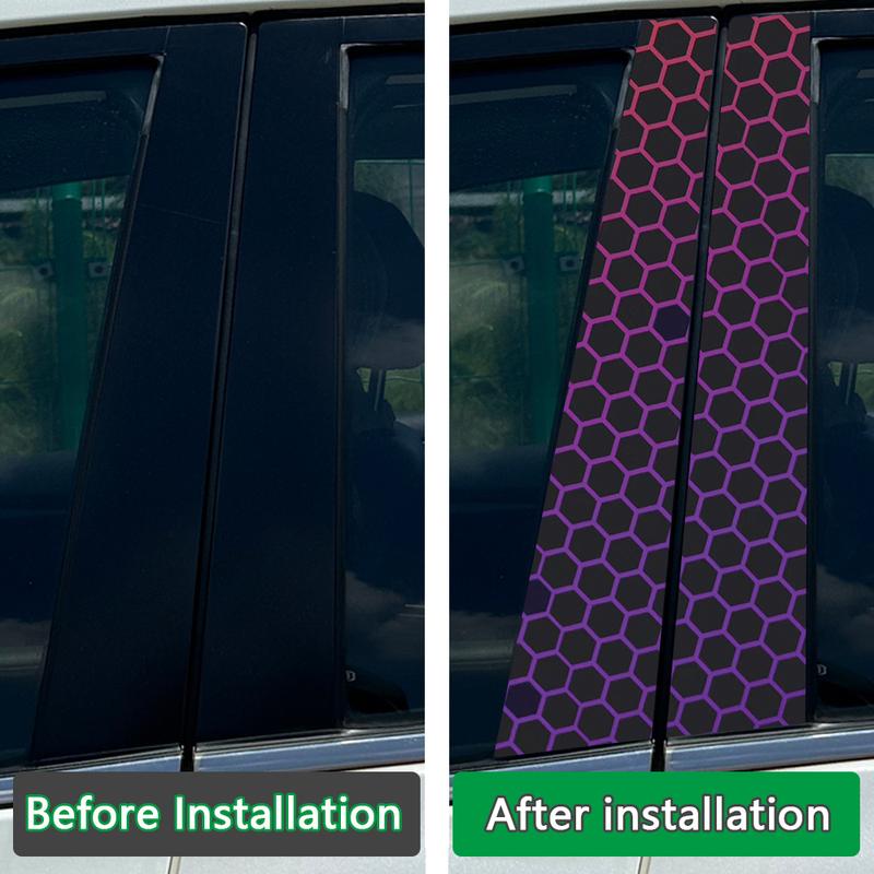 Style Honeycomb Hexagon Car B-pillar Stickers Car Center Column Decoration Cover Scratches Waterproof Decals Car Accessories
