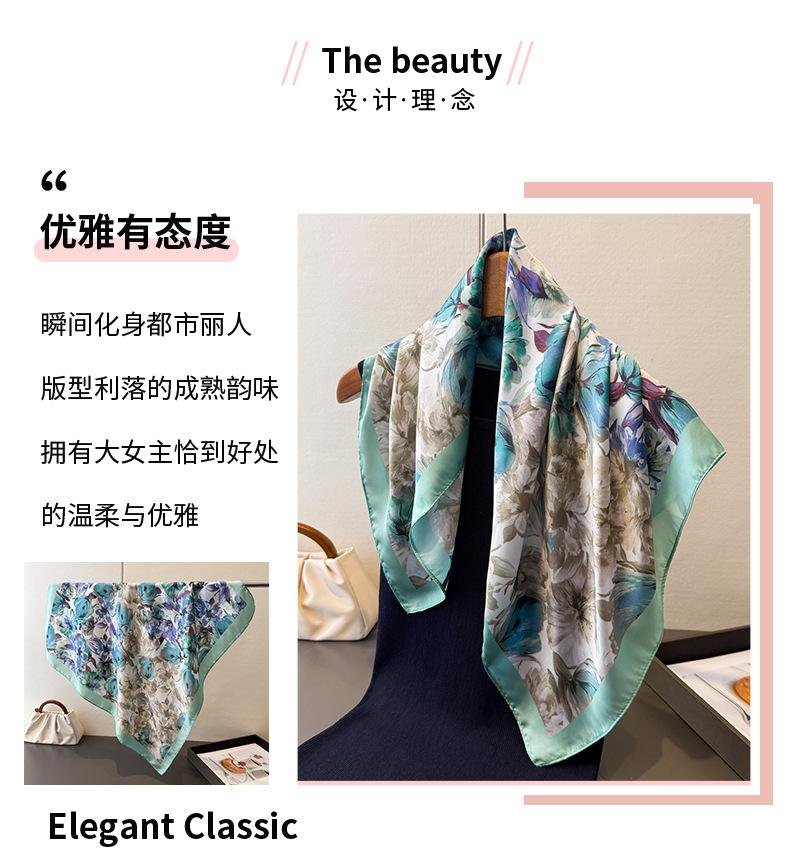 Spring and Summer Fresh Printing Simulation Silk Square Scarf Shawl Versatile High-end Neck Small Square Scarf Headscarf Silk Scarf Scarf