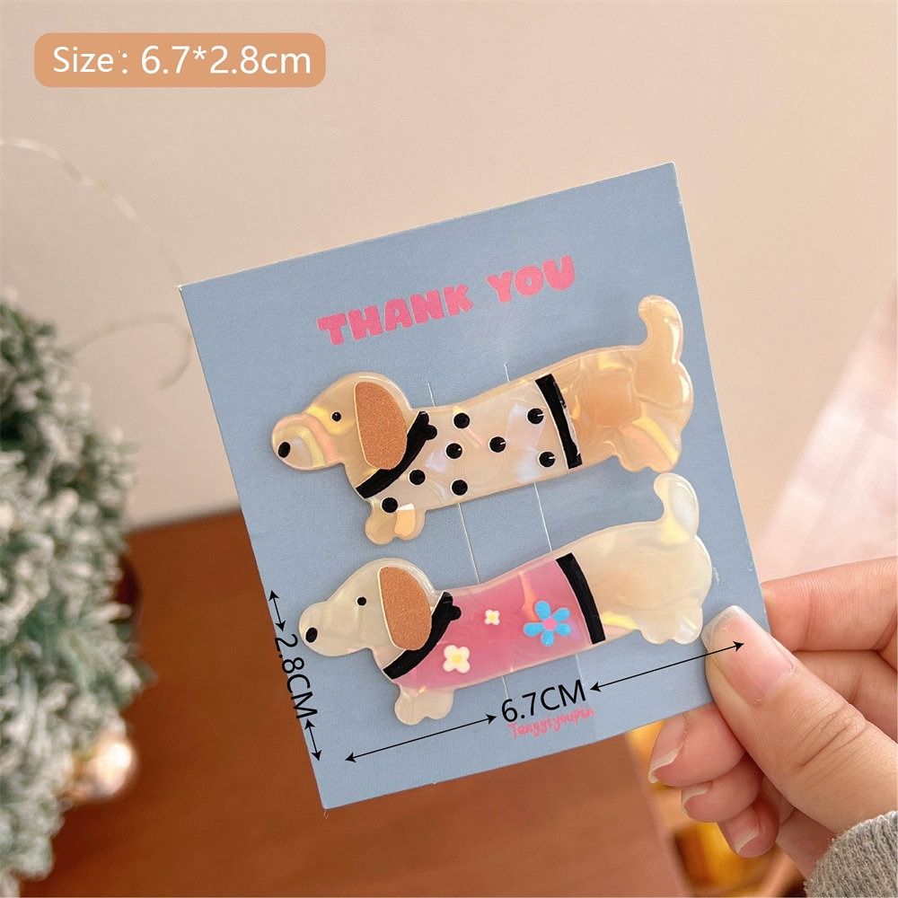 2Pcs/set Cartoon Animals Hair Clip Dog Duckbill Clip Fashion Hairpin  Girls