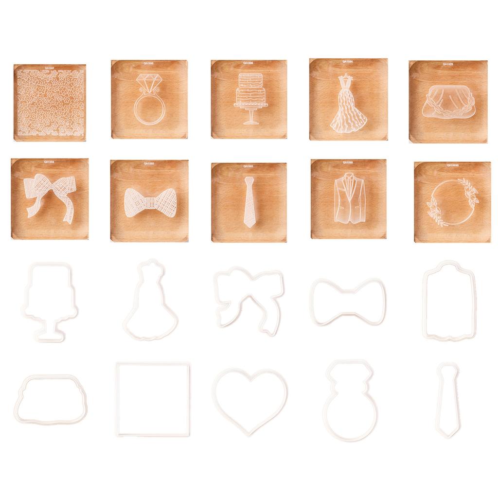 Wedding Square Plaque Cookie Cutter Charming Wedding Cookie Embossers Biscuits Cutter for Elegant Reception Treats