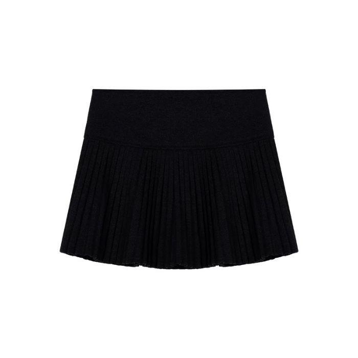 High-Waist A-Line Knitted Skirt for Women - Fashionable, Slimming, Anti-Exposure Wool Pleats for Spring & Autumn