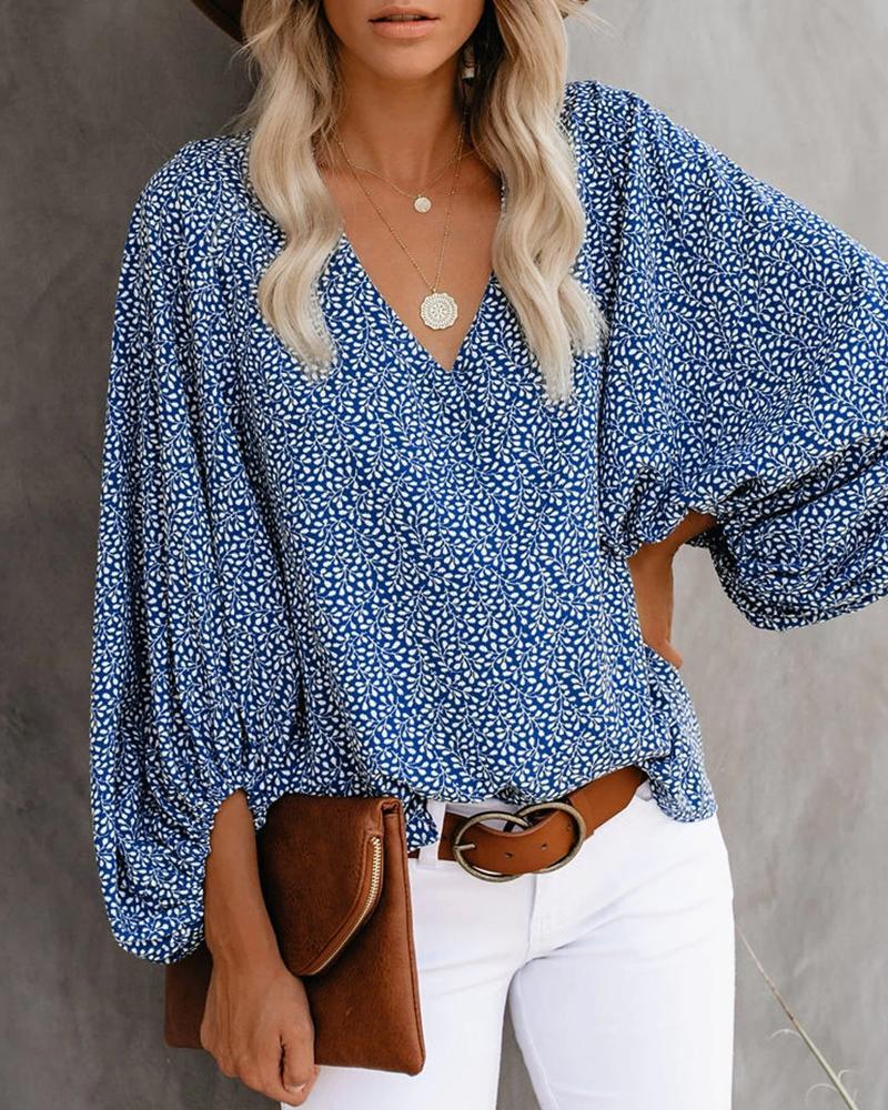 1116 eBay New, European and American Style V-neck Color Lantern Sleeve Shirt, Women's Shirt