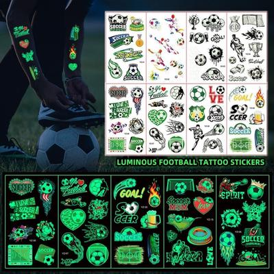 10Pcs/set Glowing Luminous Tattoo Sticker Soccer Cartoon Soccer Tattoo  Kids Gift