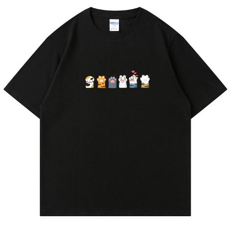 Fun and Simple Animal Handprint Summer Cotton Short-sleeved T-shirt, New Style Round-neck Top, for Both Men and Women