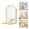 Parrots Mirror Perch Natural Wood Stand For Bird Cage With Safe Acrylic Mirror For Pet Bird Entertainment Play Resting