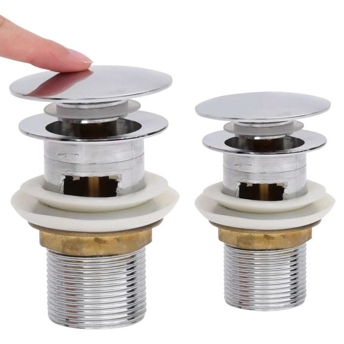 VidaXL Drain à poussoir avec débordement Chrome 6,4x6,4x9,1 cm