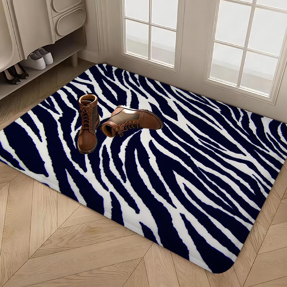 Black White Print Zebra Floor Mat INS Style Soft Bedroom Floor House Laundry Room Mat Anti-skid Bedside Area Rugs
