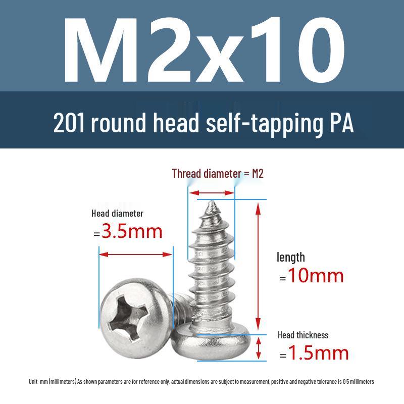 Yigu Yigu 201 Stainless Steel Phillips Round Head Self-Tapping Screws M1.7-M6