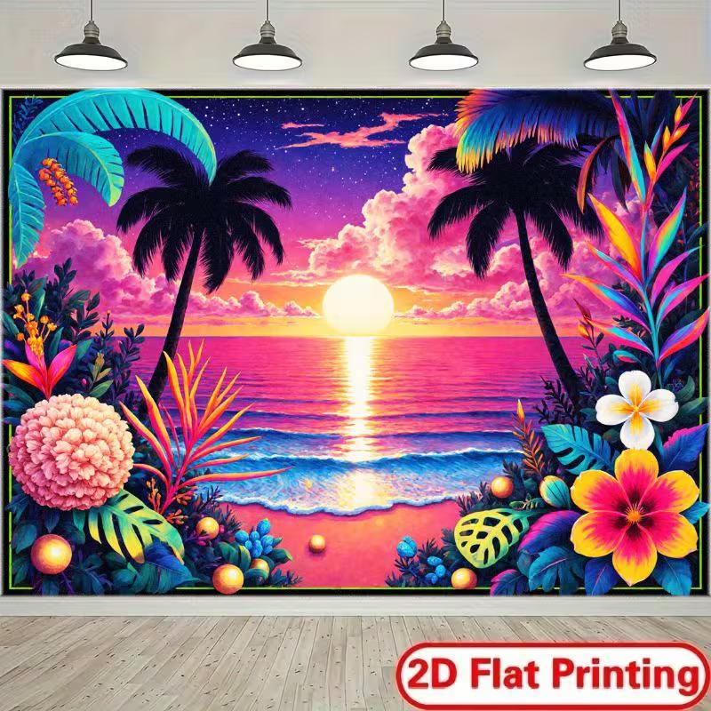 

2D Hawaiian Palm Tree Ocean Backdrop for Kids & Adults Party Decor 47.2x31.5inch/120*80cm