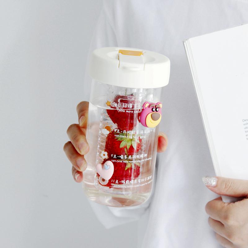 550 ML New Glass Water Bottles With Straw Tea Infuser Filter Clear Cute Flower Tea Water Separation Bottle For Girls School Cups