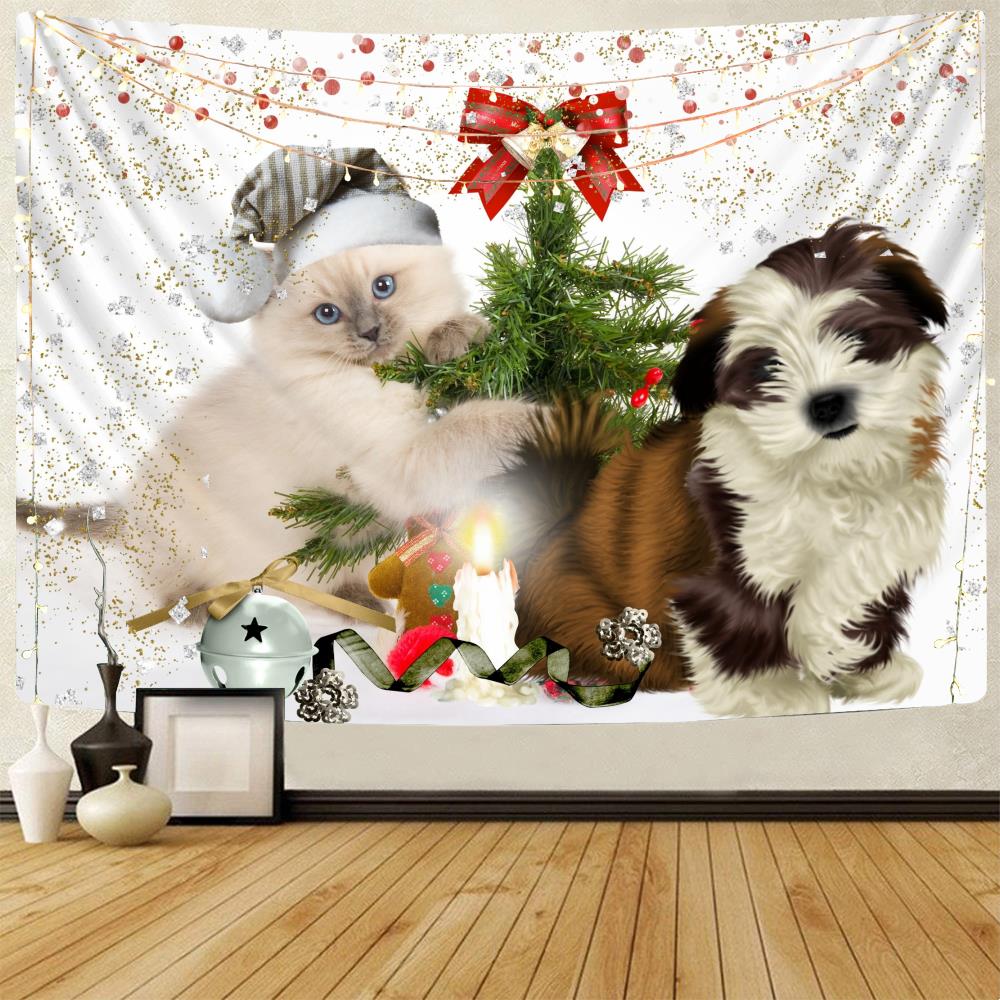 Christmas Snowman Decorative Print Pattern Tapestry Home Living Room Bedroom Wall Background Fabric Tapestry