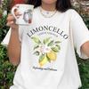 Graficzne T-shirty Limoncello T-shirt z nadrukiem cytryn i liter Krótki rękaw Okrągły dekolt Swobodny T-shirt Damski Kawaii Streetwear Vintage Koszulka z owocami