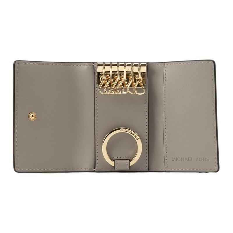 MICHAEL KORS Jet Set Travel branded lettering all over coated canvas key bag small size women's optical white