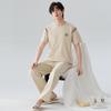 2025 Spring Summer Pure Cotton Solid Leisure Men's Pajamas Set Elastic Waist Boys Sleepwear Short Sleeve Tops and Long Pants Soft Pijama Home Wear