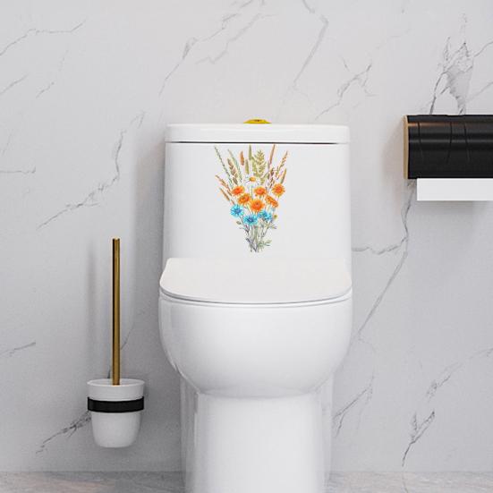 Flower Toilet Seat Lid Sticker Self-Adhesive Toilet Lid Art Decals Removable Peel And Stick Wall Sticker for Bathroom Bathtub Wall Decor
