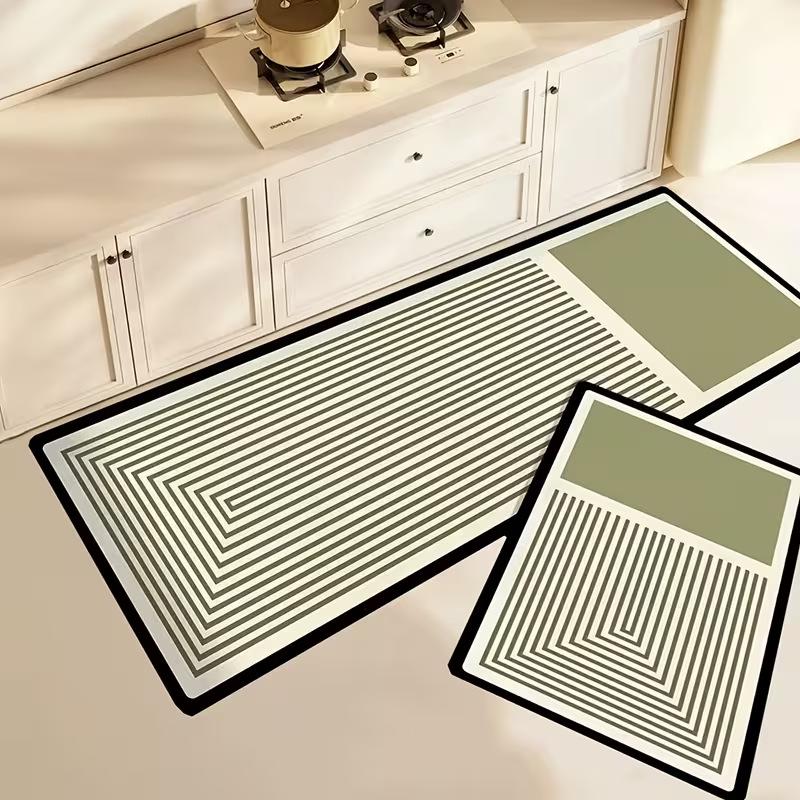 Nordic Style Diatomaceous Earth Floor Mat Set: Dirt-Resistant, Easy to Clean, Two-Piece Long Strip for Kitchen and Entrance.
