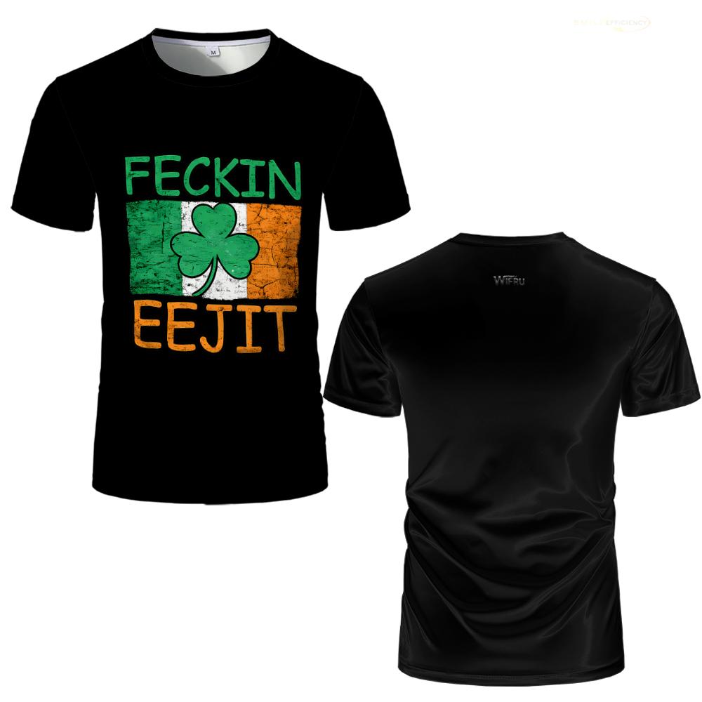 Flag Print T-shirt St Patrick's Day Clover Graphic Festival Casual Streetwear WIFRU Simple Classic Short Sleeve Tops