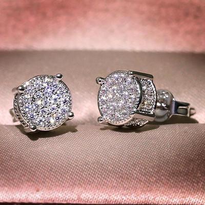Stud Earrings For Men Women Gold Color Punk Jewelry Iced Out Zircon Rapper'S Hip Hop Accessories Street Culture Jewellry