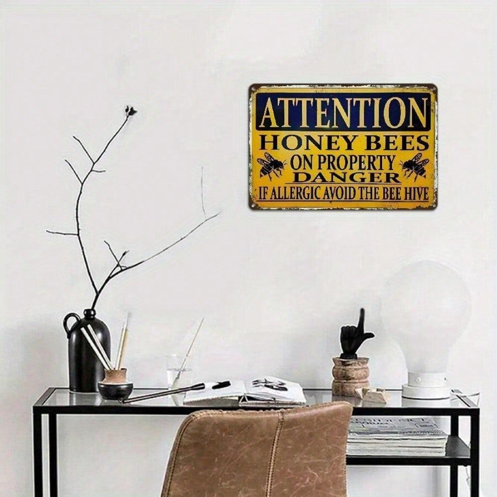 Vintage Bee Tin Sign Farmhouse Wall Decor Weatherproof Home Bar