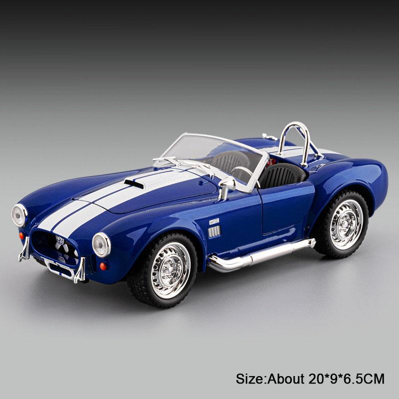 1:22 Shelby Cobra 427 Z4 Toys Sports Cars Models Pull Back Light Music Miniature Car Doors Opened Vehicle for Kid Festival Gifts