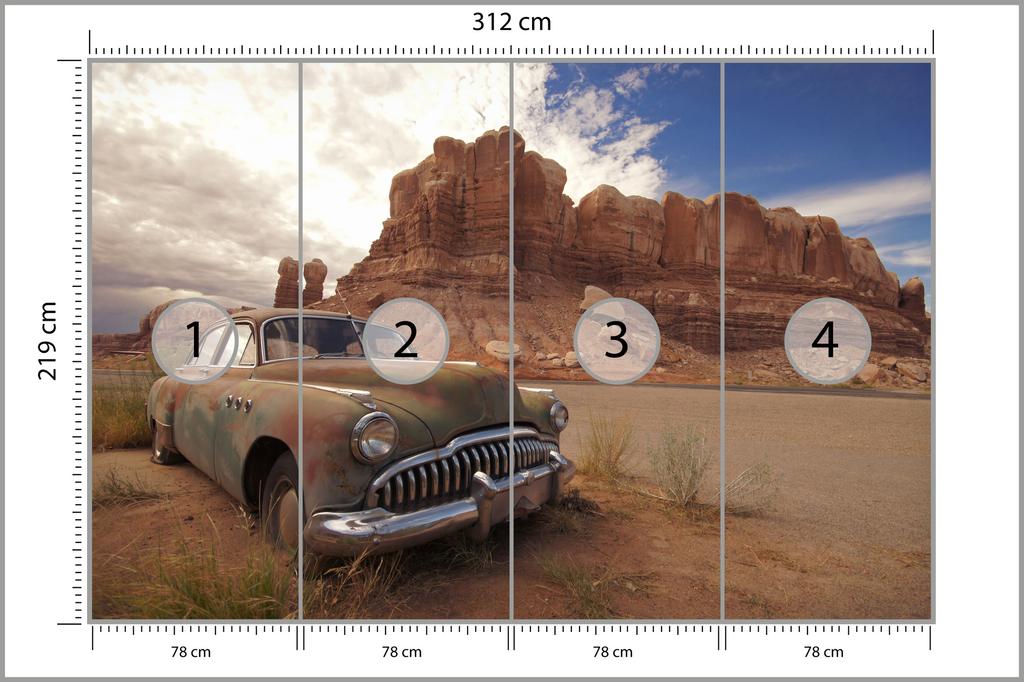Photomural Old Car In The Desert Self-Adhesive Mural 416x254