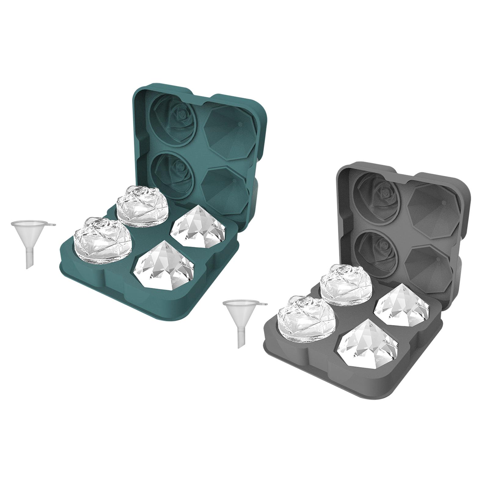 

Ice Cube Trays - Ледяные формы Rose Diamond Shapes, 4 полости Силиконовый розовый ледяной шар Maker для охлаждающих коктейлей, виски, бурбона и домашнего сока