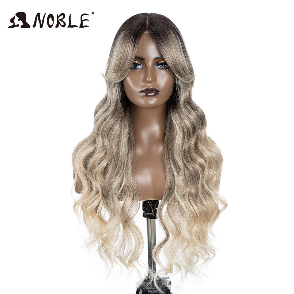 

Noble Water Wave Synthetic Lace Front Wig 28 Inch Brown Wig Lace Frontal Wig Ombre Blonde Cosplay Wigs For Women Lace Front Wig (as the picture,150%&28inches&Lace Part Wig)