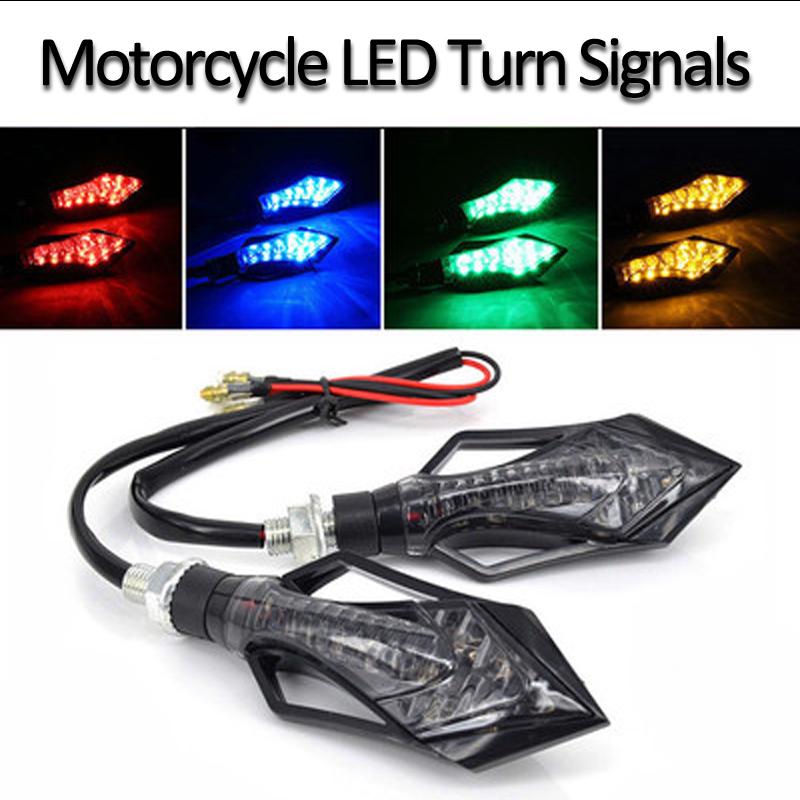 2pcs Universal Waterproof Dirt Bike Motorcycle Warning Arrow Shape 12V 10mm Bolt LED Turn