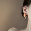 Silver Needle Hong Kong Style Retro Oval Contrasting Color Stud Earrings Women's Niche Creative Earrings Temperament Earrings Light Luxury