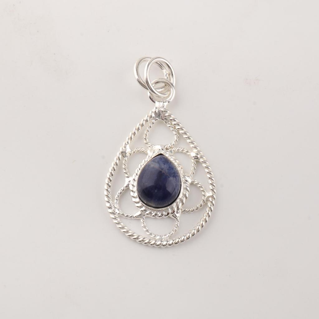 Sodalite Gemstone 925 Sterling Silver Statement Pretty Pendant 1.40" For wedding Gift PP-19-19