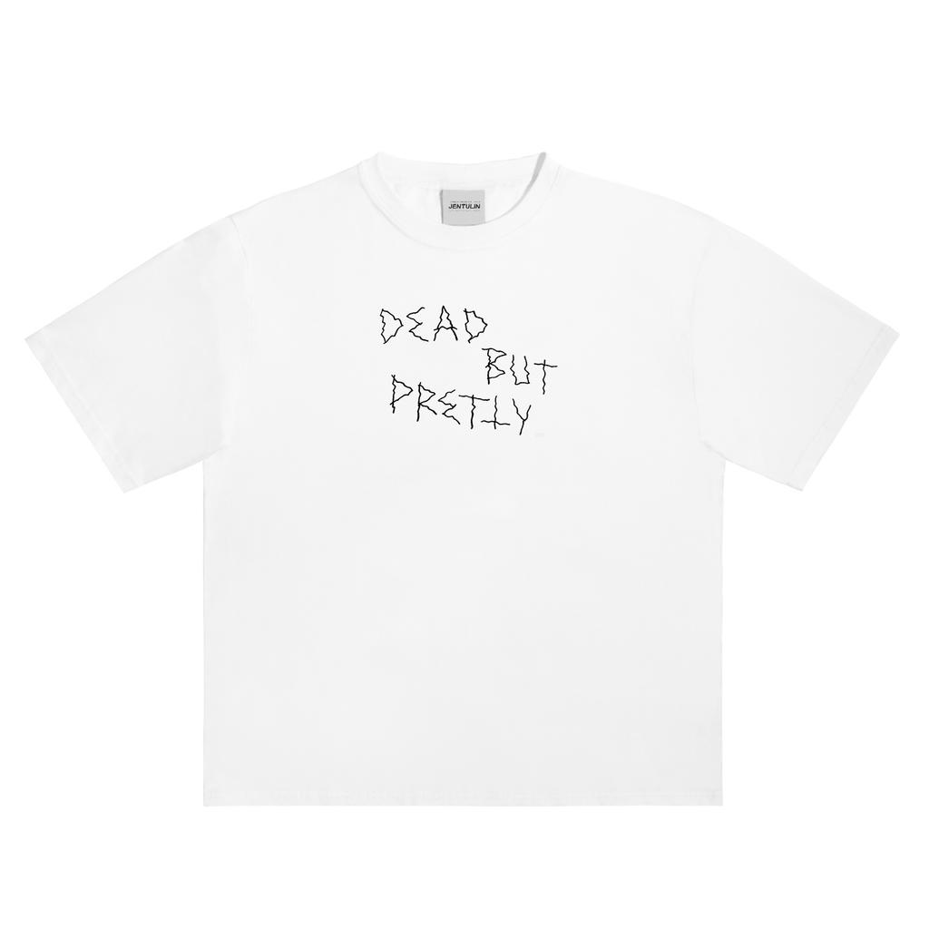 Nadměrné Pánské Streetwear Oblečení Mrtvý, ale hezký Grafický Potisk Krátký Rukáv Topy Tričko Hip Hop Korejský Goth Tričko Y2k BF Blusas