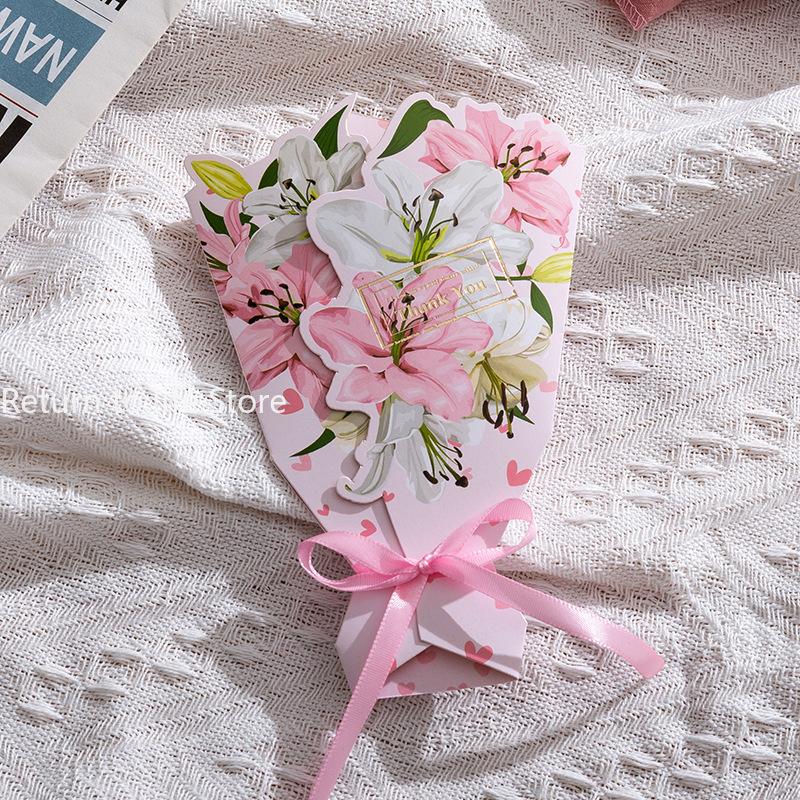 

Flower Pattern 3D Foldable Bouquet Greeting Card Blessing Words Wedding Invitation DIY Card Birthday Gift Greeting Card 1pcs