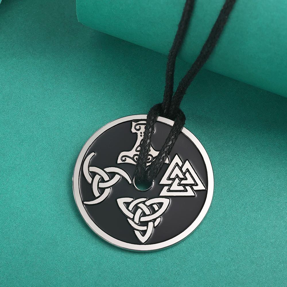 Dawapara Vegvisir Compass Necklace Double Sides Icelandic Strength Protection Amulet Stainless Steel Jewelry