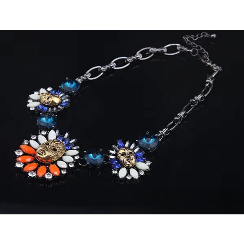 Exaggerated Retro Mixed-Color Gemstone Short Collarbone Necklace, Women'S Jewelry, Can Be Mixed