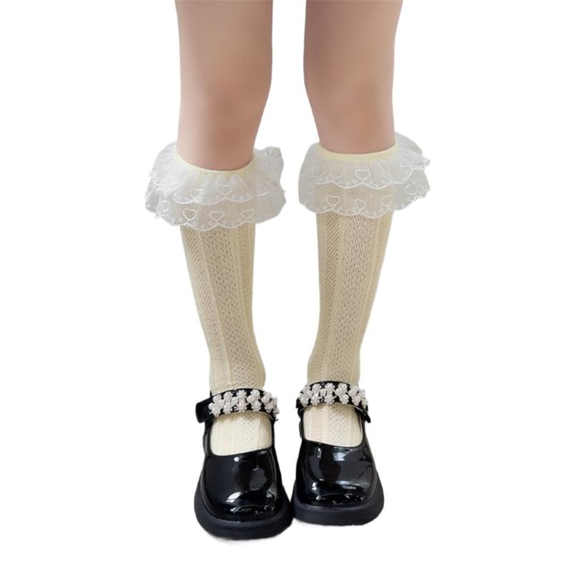 Fashion Lace Calf Socks Socks Breathable Loose Socks for Girls Bowknot High Boot Socks Long Knee High Stockings