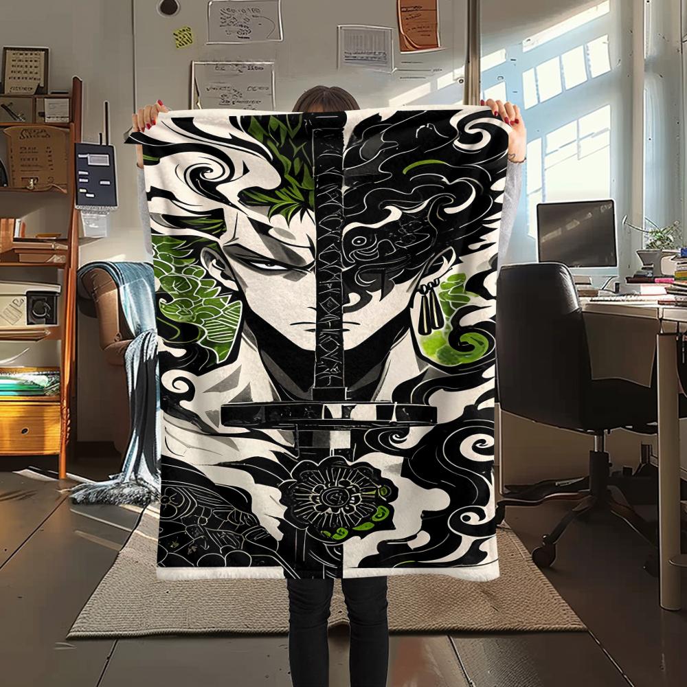 One Piece Character Print Flannel Blanket,High Quality Comfortable for All Seasons,Home Decor,Warmth and Comfort,Perfect for Christmas Gifts