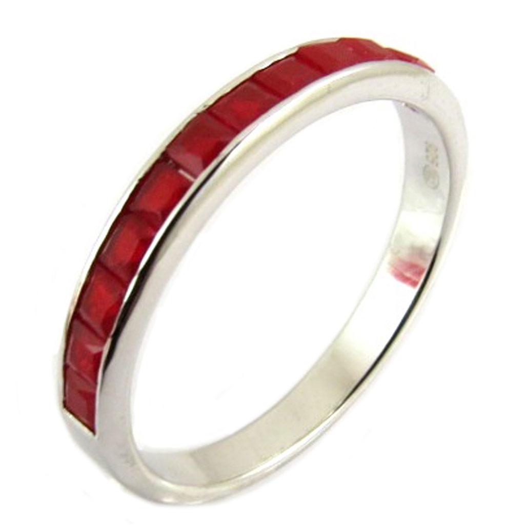 Silver Ring 'Boho' Silvery Red (rhodium) - 3 Mm