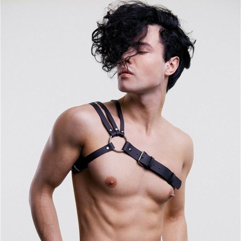 Hot Erotic Underwear BDSM Fetish Costume Men Gay Leather Harness Body Bondage Belt Strap Punk Rave Cock Cage Chastity Panties