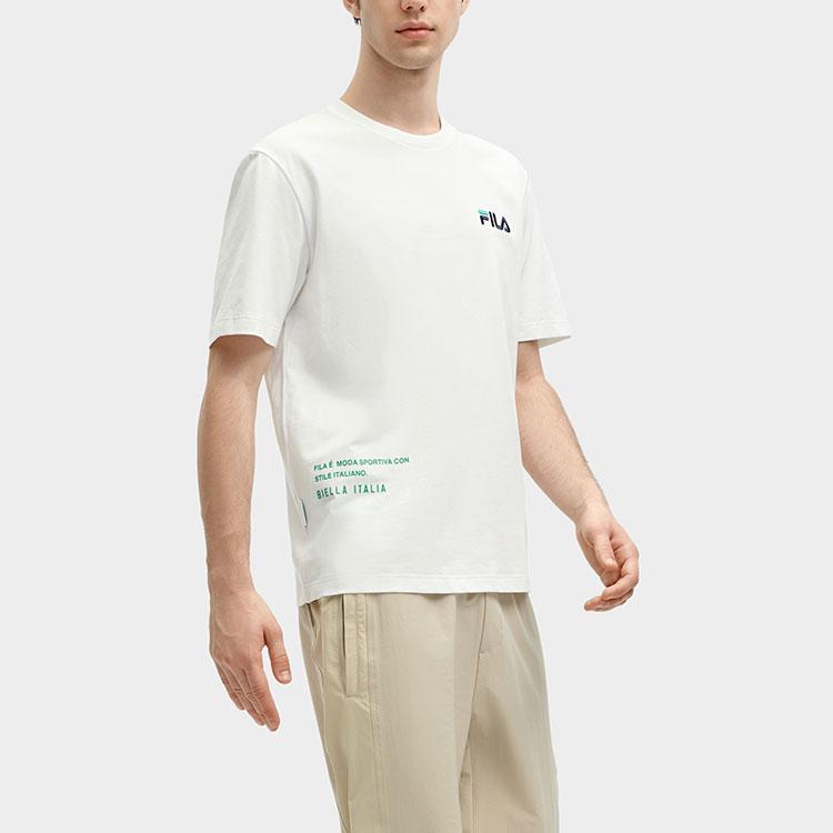 FILA Fashion Simple Casual Letter Brand Logo Round Neck Short Sleeve T-Shirt Men Tops Cloud-White F11M419102F-WT