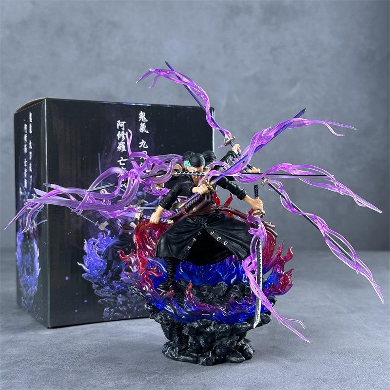 Anime Zoro Three Sword Style PVC Statue W/ Energy Base