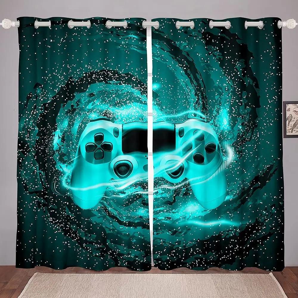 Gaming Gamer Drapes Drapes for Boys Bedchamber Windowpane Treatments Teens Gaming Decoration Windowpane Drapes Windowpane Cortinas 2Pieces